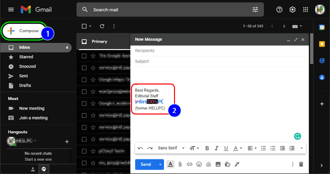 Click Compose Button To Create New Mail And Check The Signature