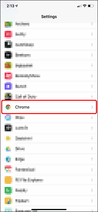 Open Settings On Iphone Scroll Down And Select Chrome