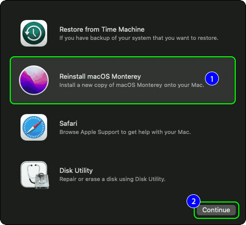 Select Reinstall Macos Monterey To Factory Reset Mac