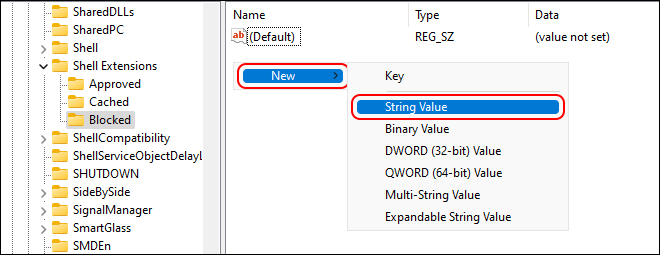 Create New String In Blocked Key To Restore Old Classic Menu Ribbon In File Explorer On Windows 11