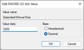 Set The Dword Value To 5000 Decimal And Click Ok