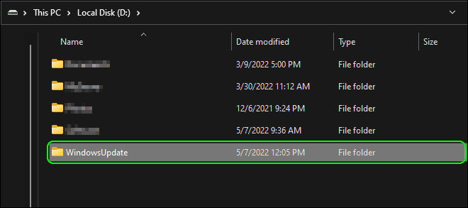 Create Windows Update Folder In Another Drive