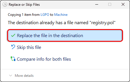 Replace The Old Registry Pol File With New One