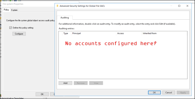 Incorrectly Configured Audit Policy causing the shell infrastructure host has stopped error in Windows 10 windows server 2016 2019 2022 error group policy