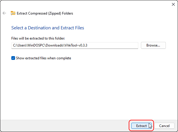 Select The Destination Folder And Click Extract
